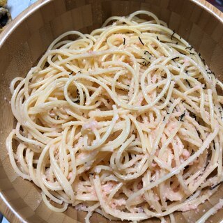 明太クリームパスタ